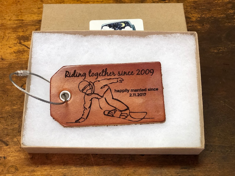 Romantic Luggage Tag for Snowboarders