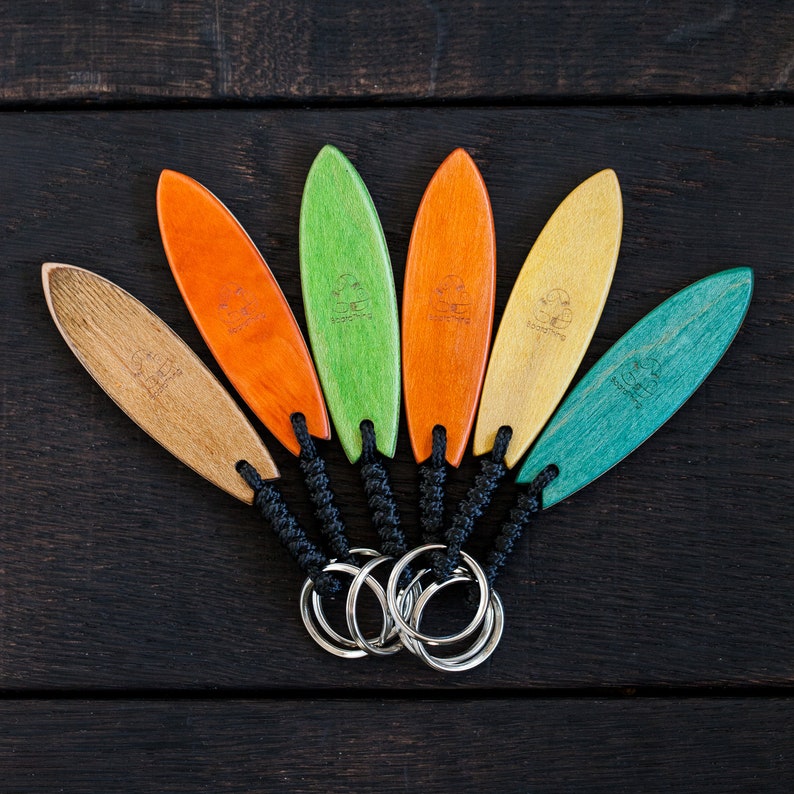 Recycled Beach-Toned Surfboard Keychains 