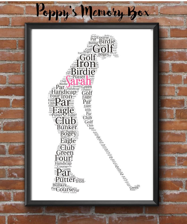 Female Golfer Word Art
