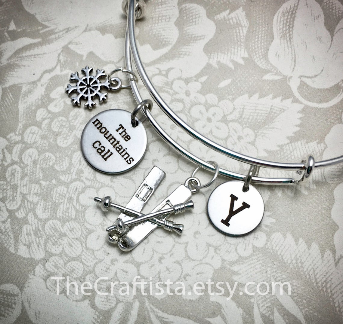 Personalized Bangle for a Skiing Babe