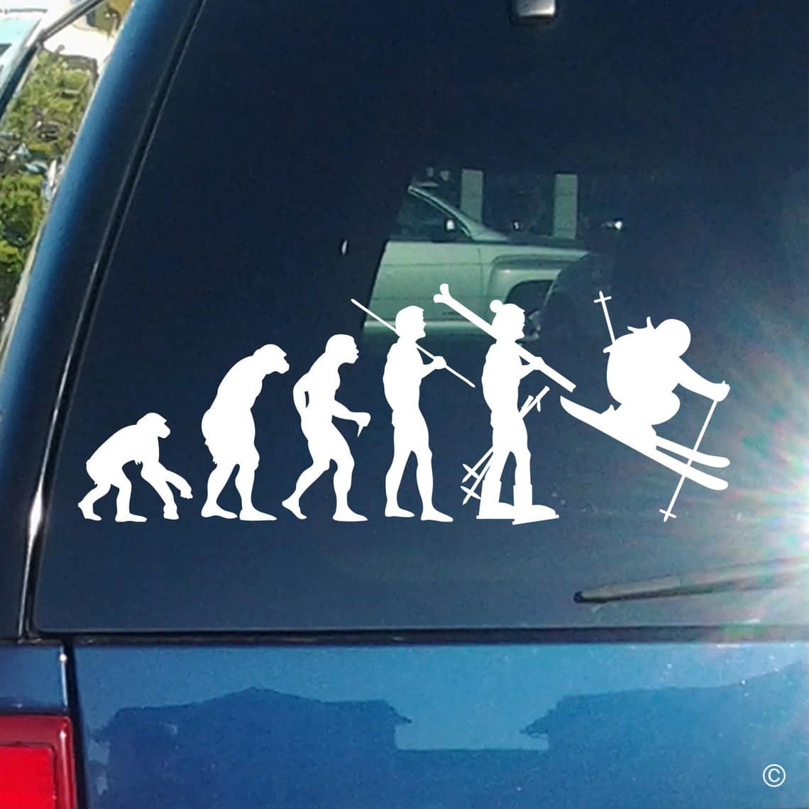 Evolution of Man/Skier Decal Sticker