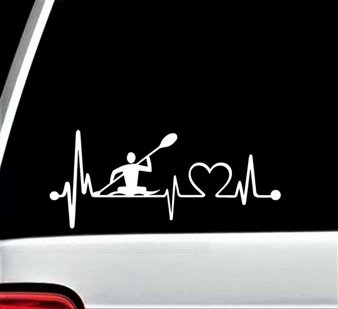 Kayak Heartbeat Decal Car Window Sticker