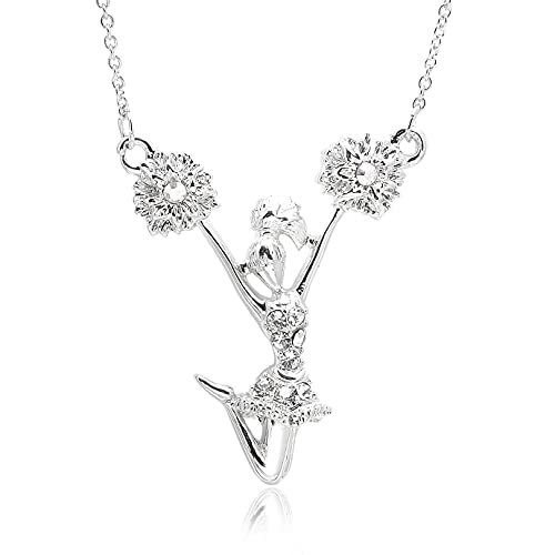 Exquisite Crystal Cheerleader Charm Necklace 