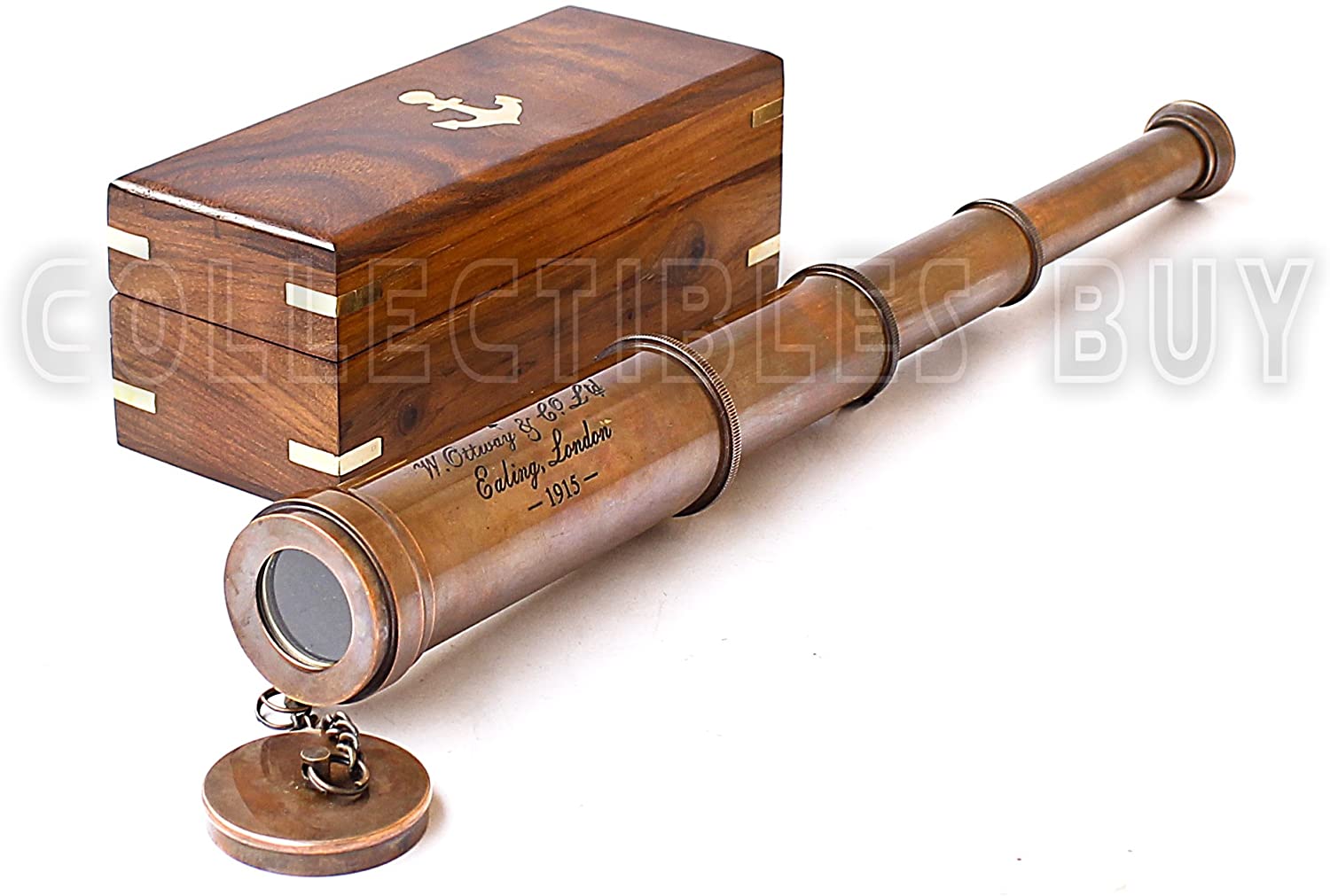 Vintage Telescope with Wooden Box