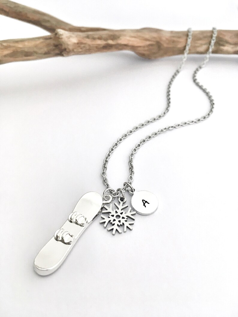 Snowflake and Snowboard Necklace