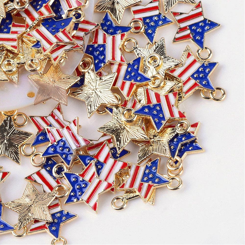 Tricolored American Star Gold Charm