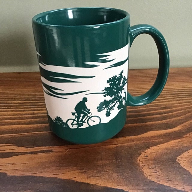 Engraved Ceramic Cycling-Inspired Coffee Mug 