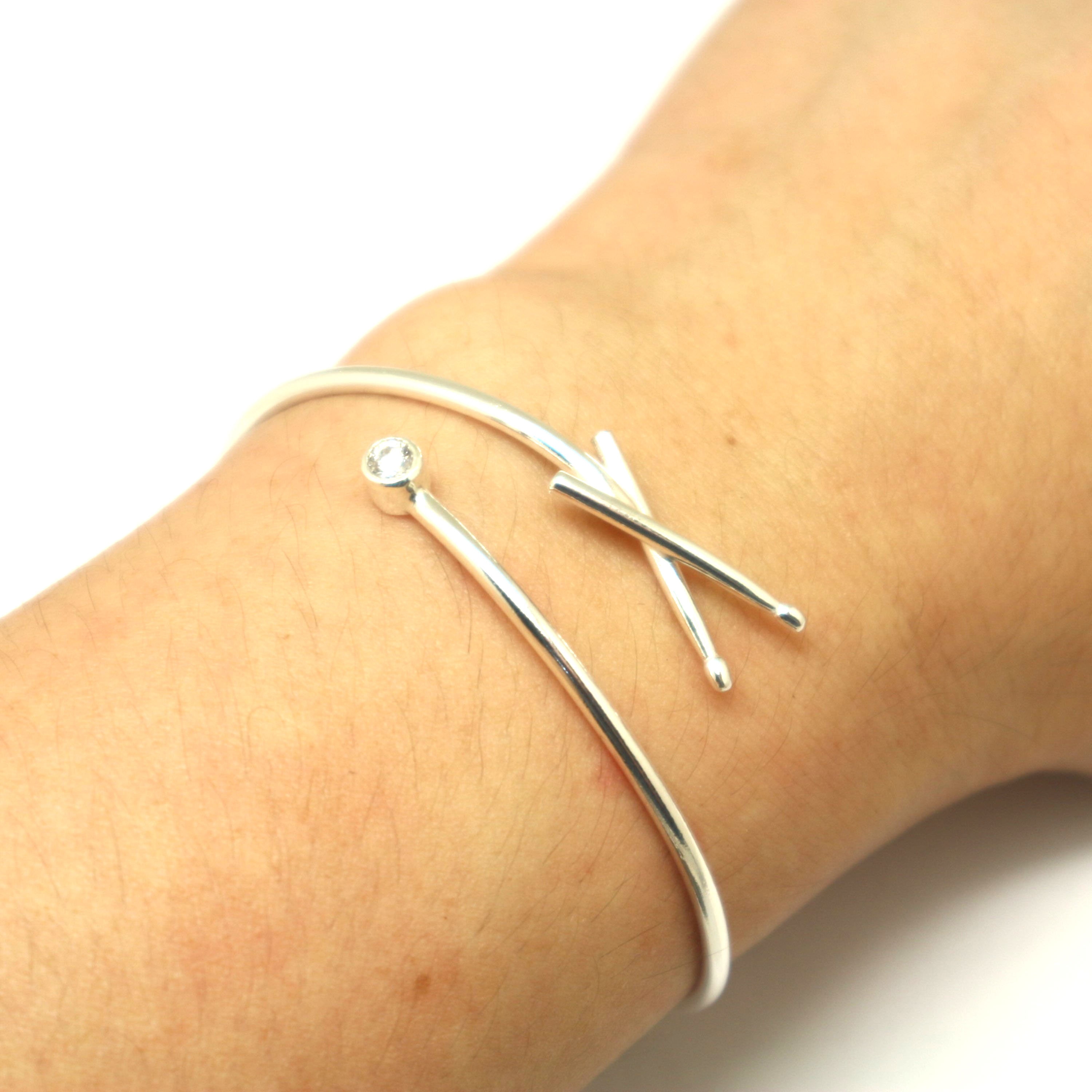 Uniquely Crafted Silver Drumstick Bracelet