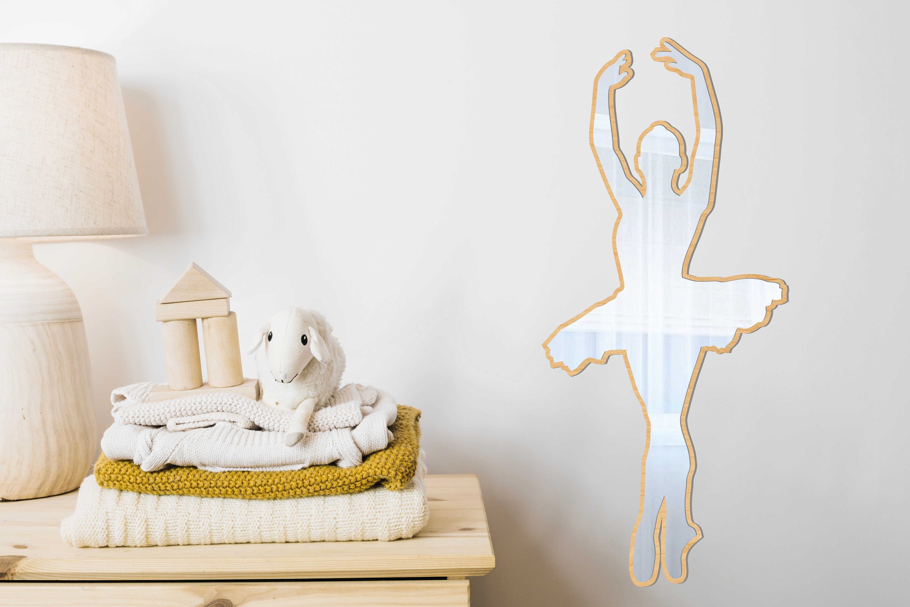 Ballerina Shaped Wall Mirror for Kids