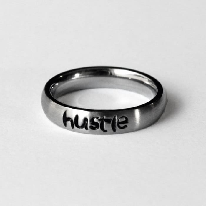 Inspirational Retro-Chic Stainless Steel Hand Stamped Ring