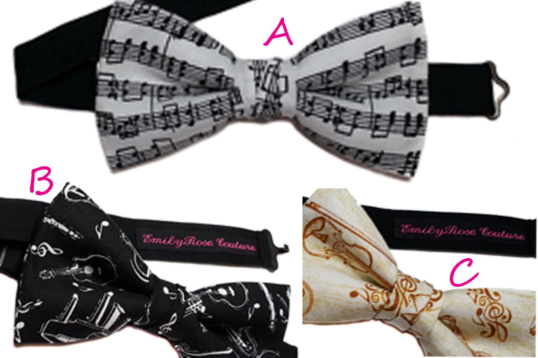 Musically Themed Bow Ties for Music Lovers
