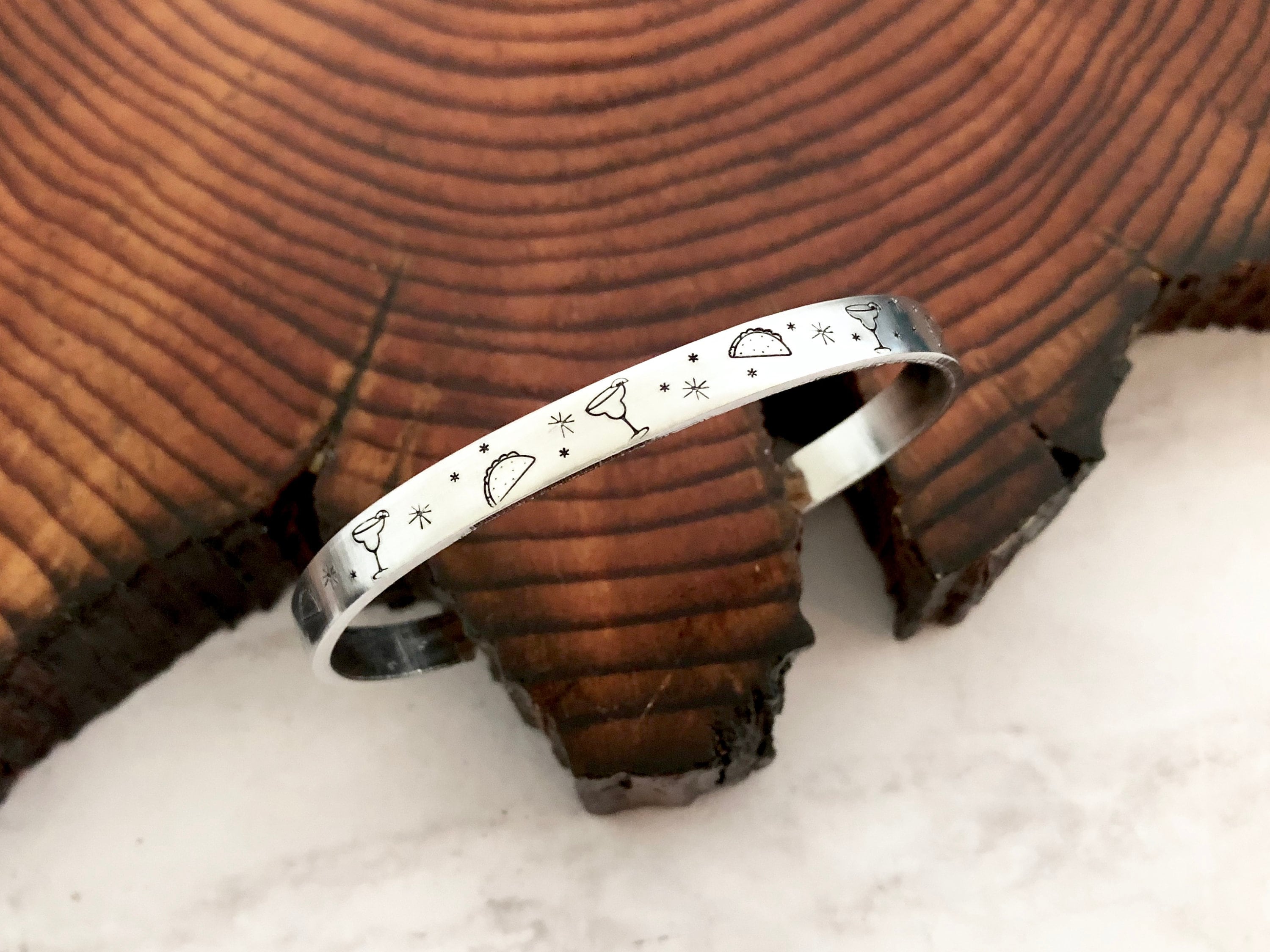 Stylish Stamped Adjustable Aluminum Bracelet 