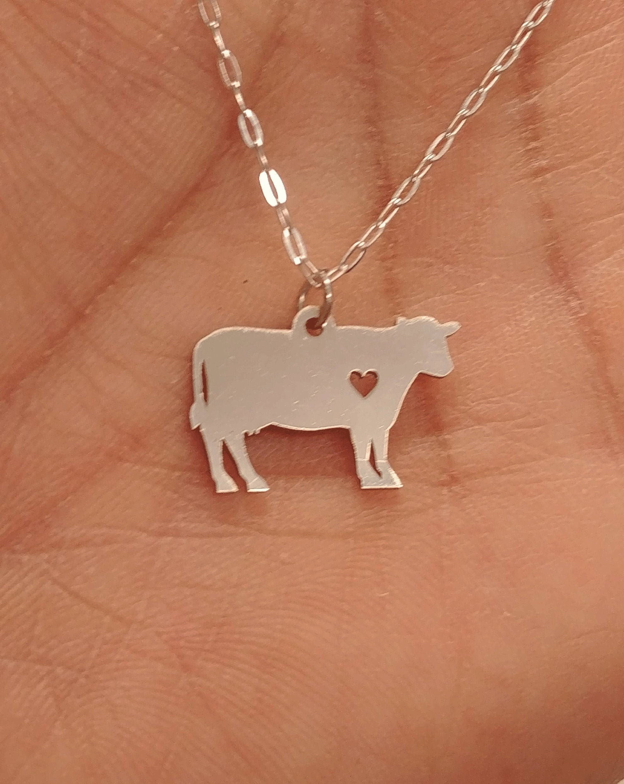 Gorgeous Sterling Silver Cow Necklace