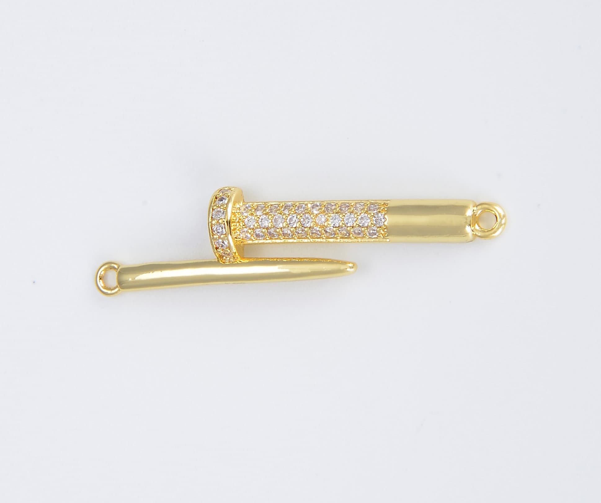 Studded Micro Pave Nail and Hammer 