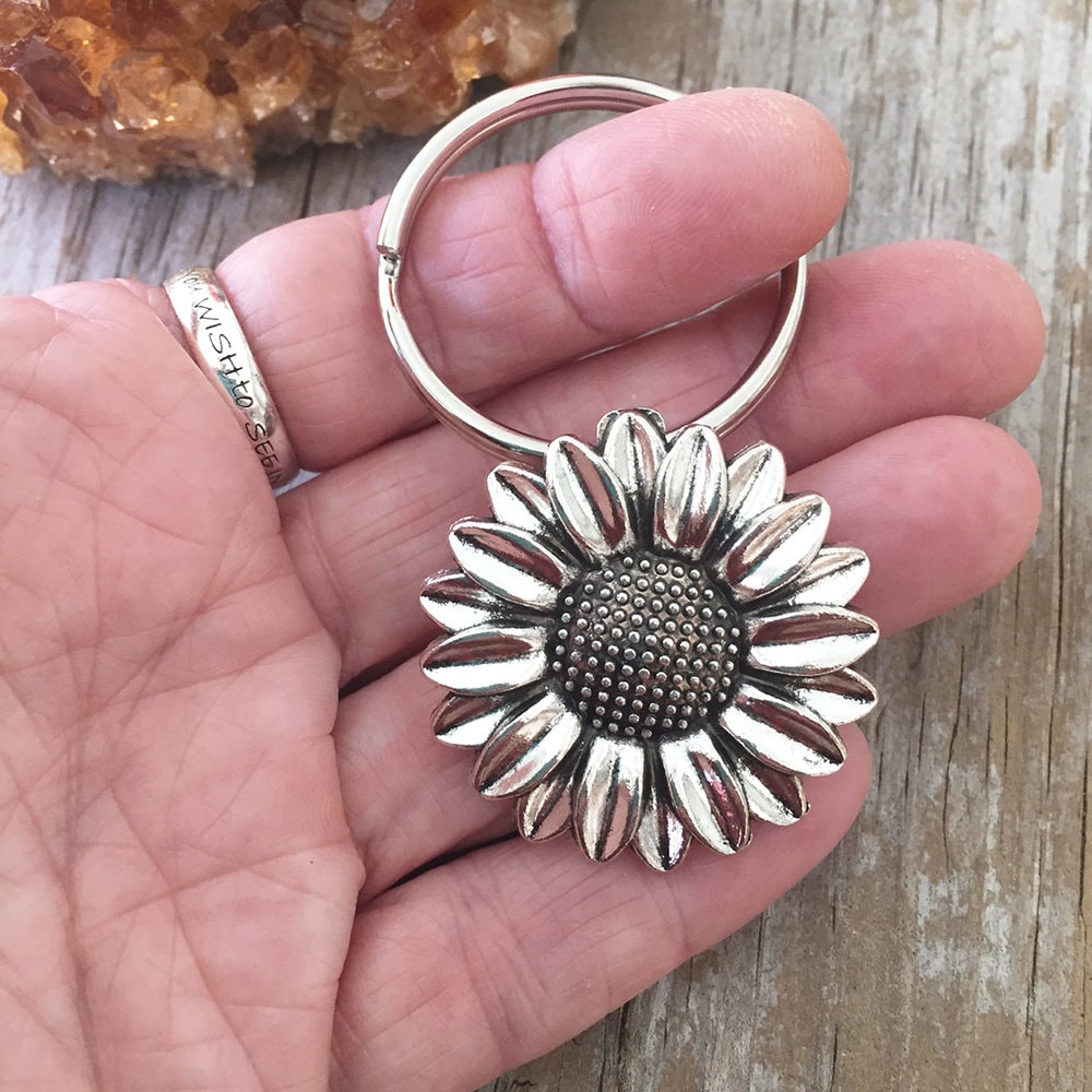 Monochrome Sunflower Keychain