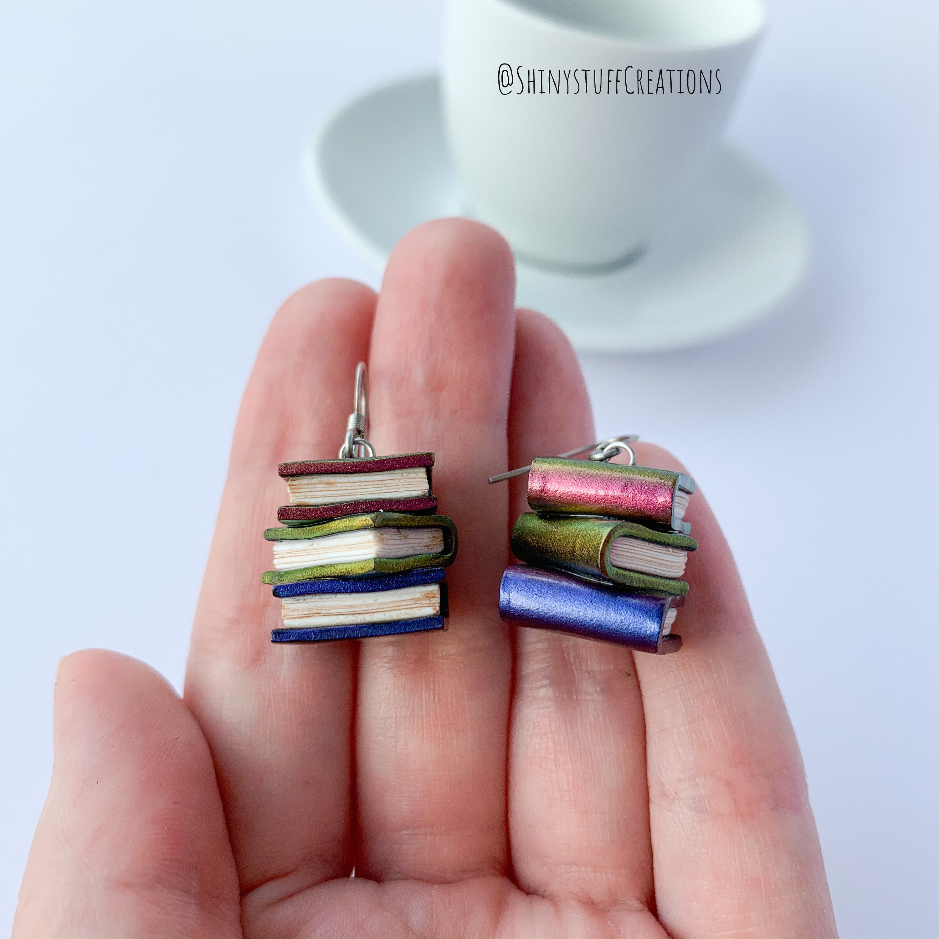 Holographic Colored Magic Book Earrings 