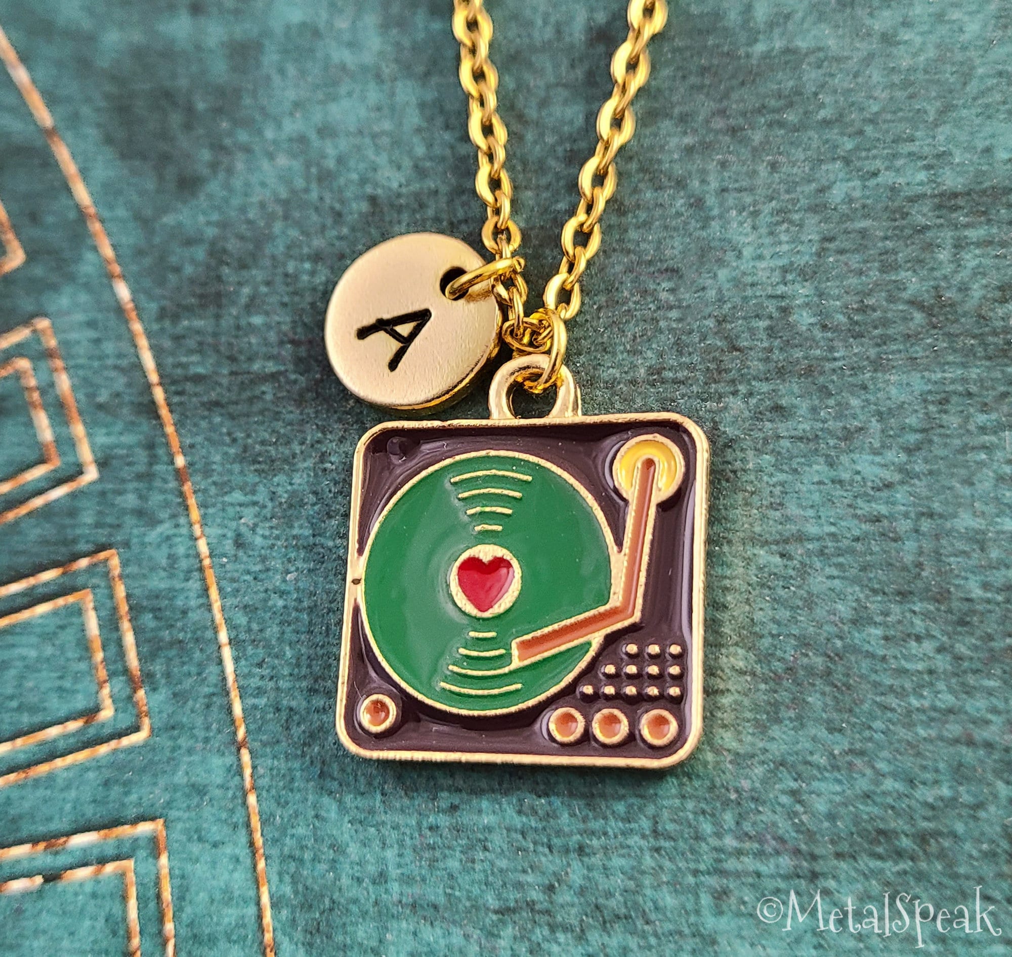 Personalized Enamel Turntable Necklace