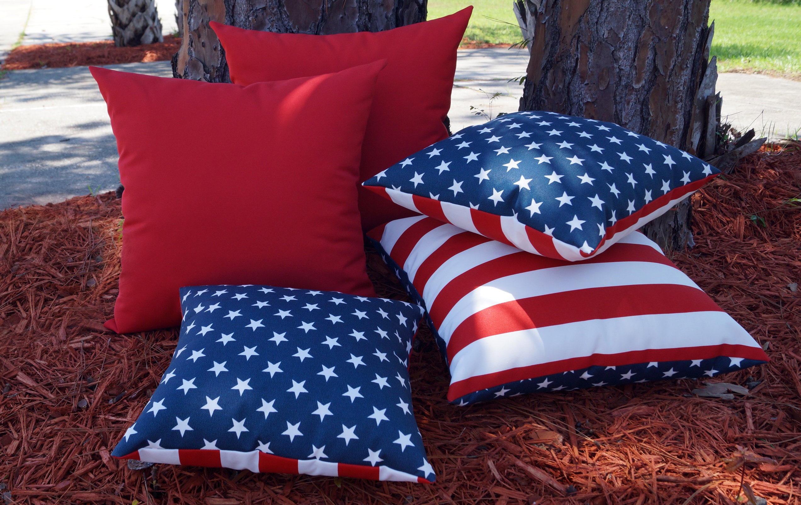 Outdoor American Flag Throw Pillow Cases