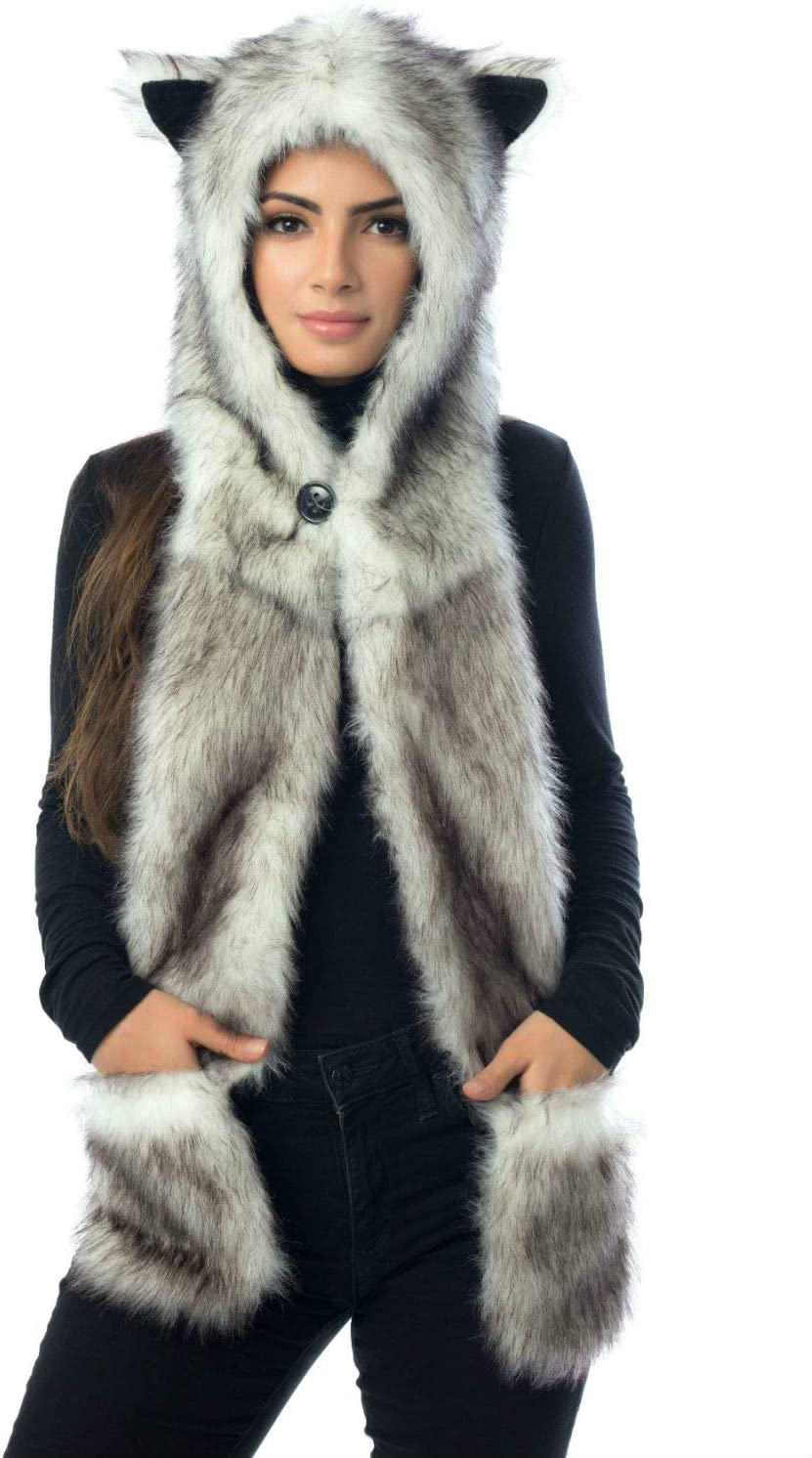 White Wolf Faux Fur Hat