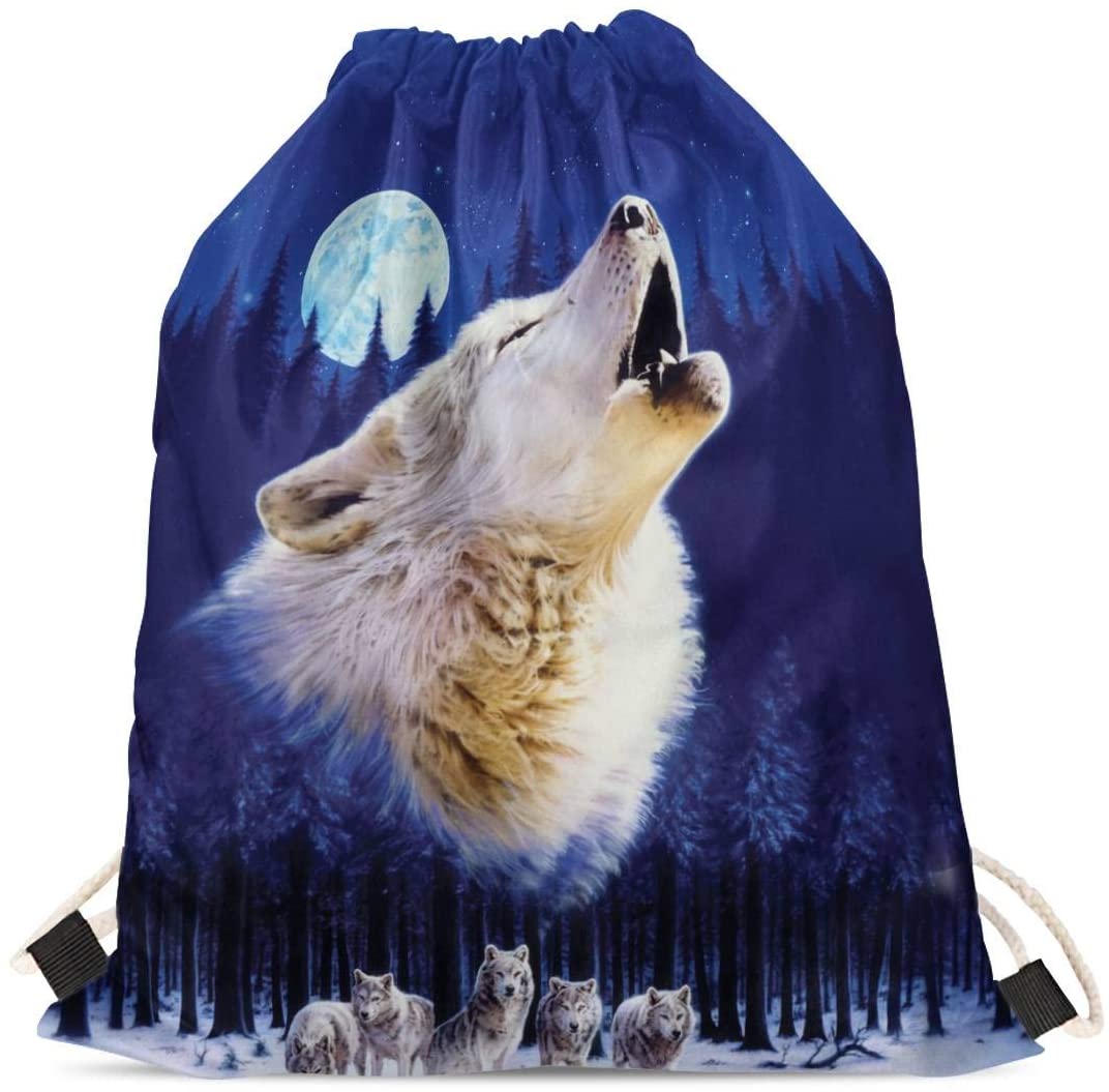 Lightweight Wolf Drawstring Bag