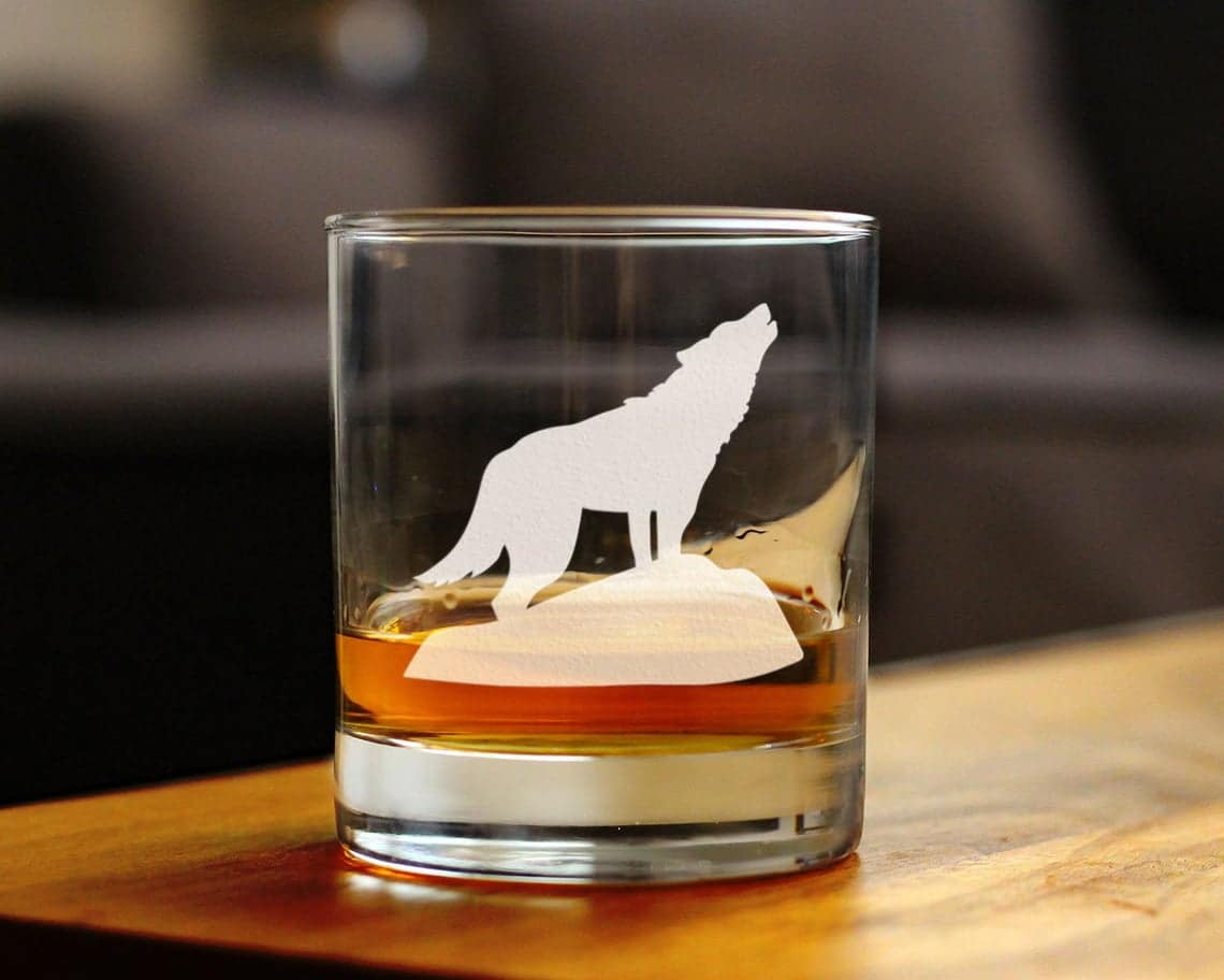 Fancy Wolf Whiskey Glass