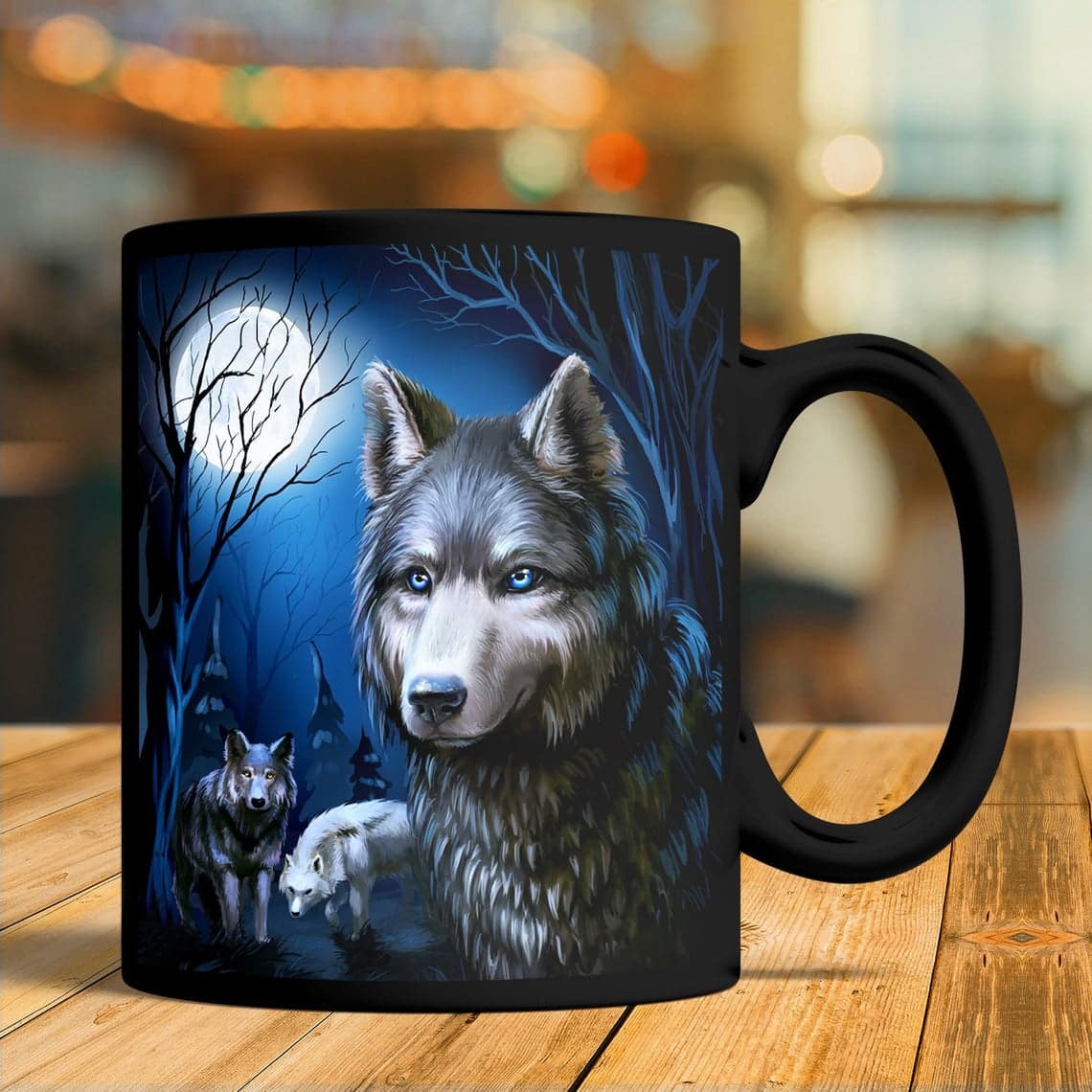 Night-Themed Wolf Mug