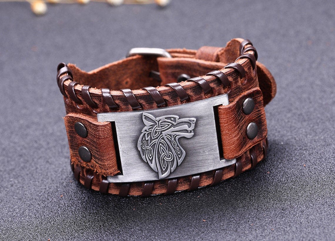Vintage Viking Wolf Rune Bracelet
