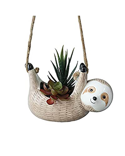Ceramic Indoor/Outdoor Sloth Hanging Planter