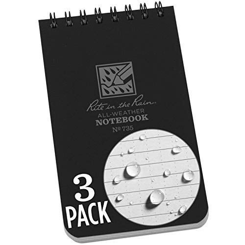 3-Piece Weatherproof Black Spiral Notebook