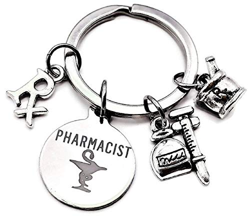 Silver Key Chain with Medical Charms