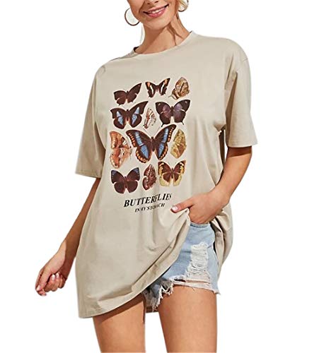 Butterfly Printed Loose Graphic Tee for Her