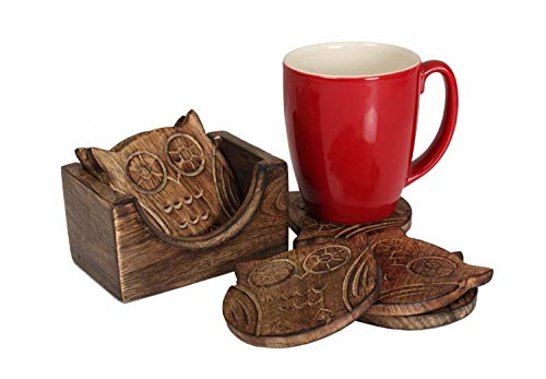 Handcrafted, Chic Wooden Owl-Shaped Coasters