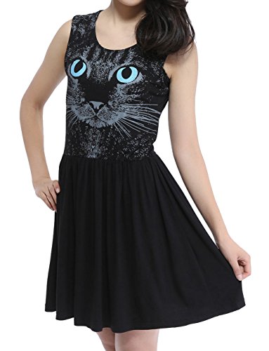 Sleeveless Black Cat Dress