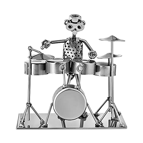 Metal Drummer Figurine and Drum Set