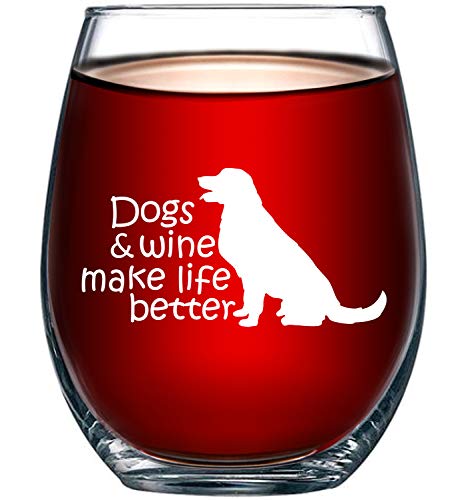 Handy Stemless Dog-Lover Wine Glass 