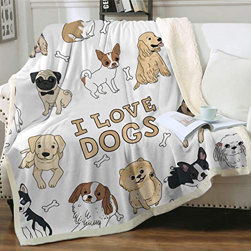 Premium Large Puppy-Design Fleece Throw Blanket 