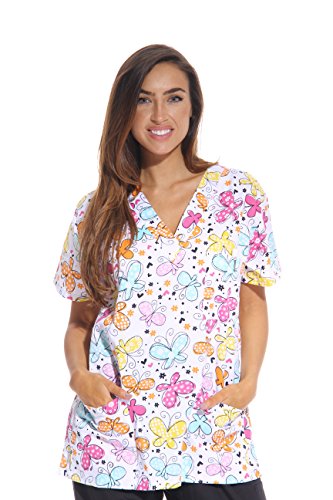 Butterfly Printed Medical Scrubs for Women