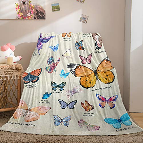 Colorful Butterfly Printed Fleece Blanket