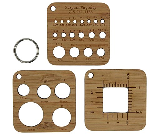 Bamboo Knitting Needle Gauge, Ruler, and Stitch Counter