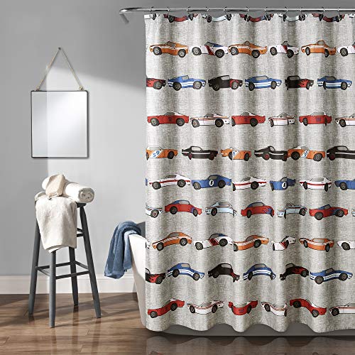 Playful Car-Themed Shower Curtain 