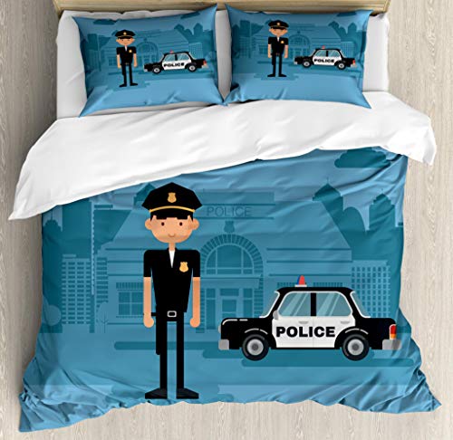 3-Piece Cartoon Cop Bedding Set