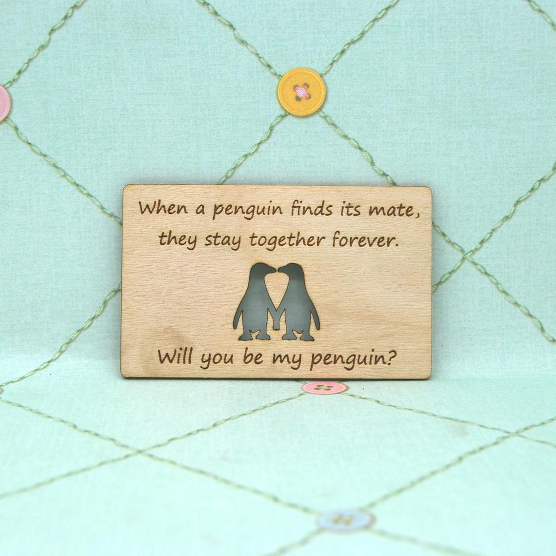 Romantic Penguin Wallet Insert