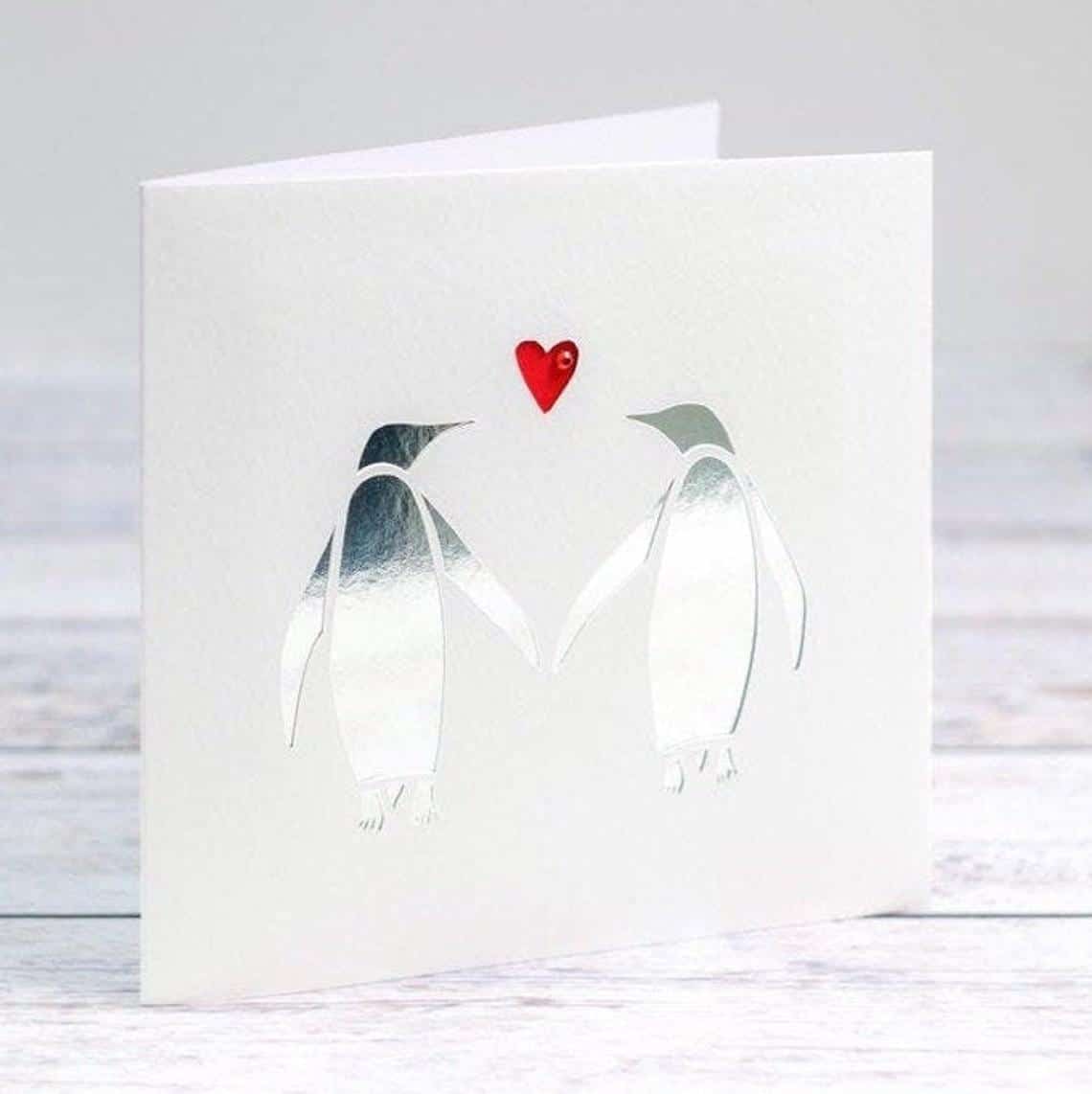 Personalized Penguin Valentine’s Card