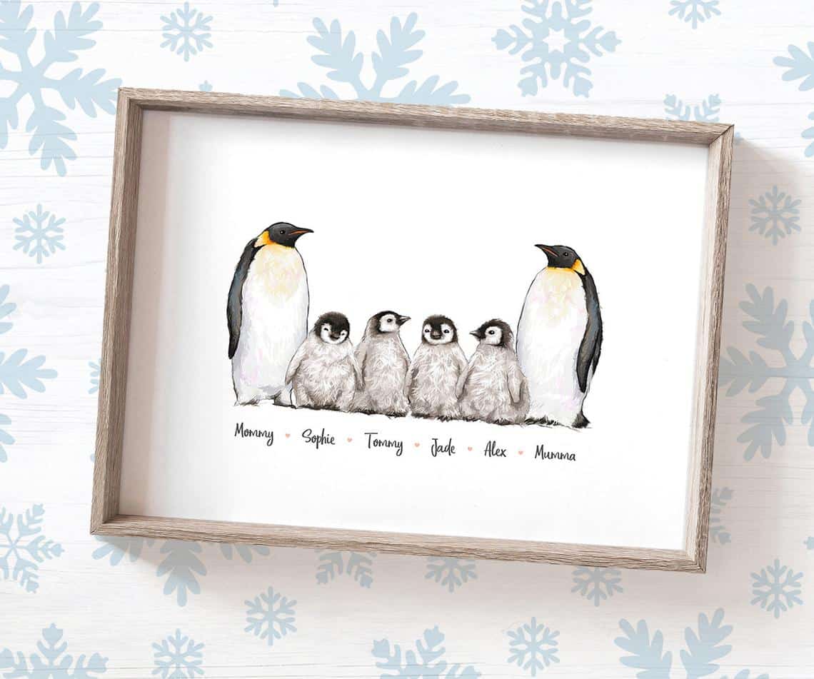 Personalized Penguin Family Prints