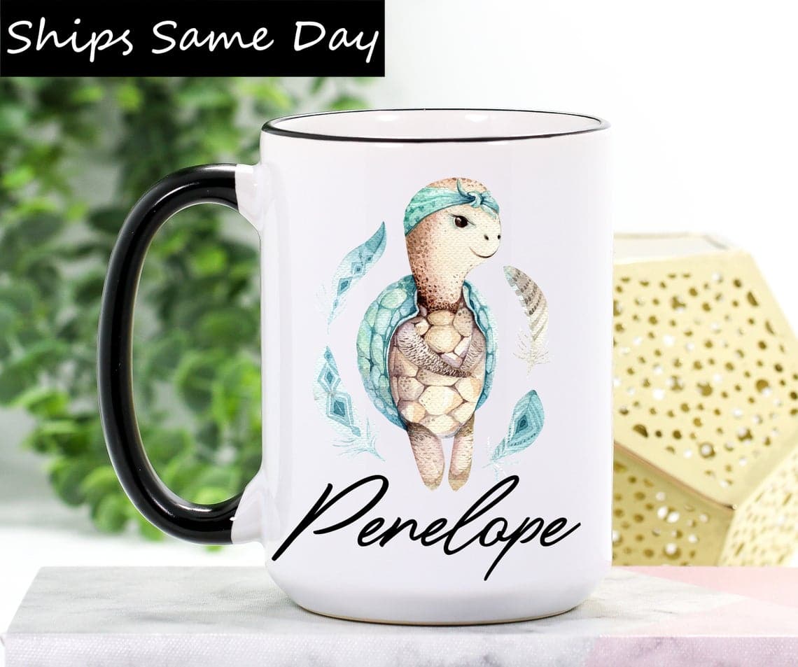 Personalized Smiling Turtle Coffee Mug