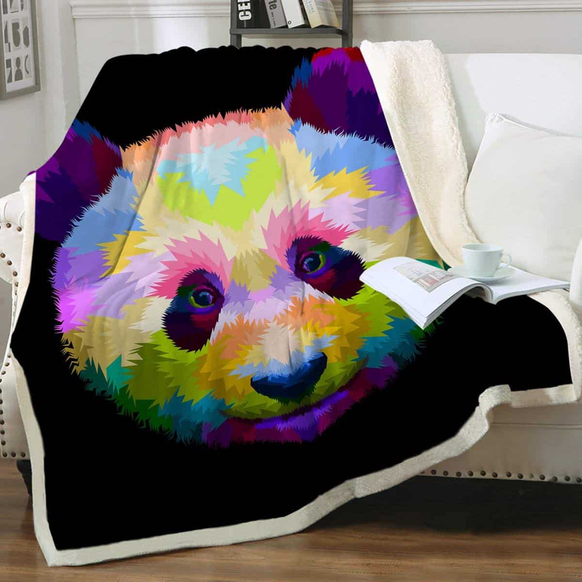 Sleepy Rainbow Panda Blanket