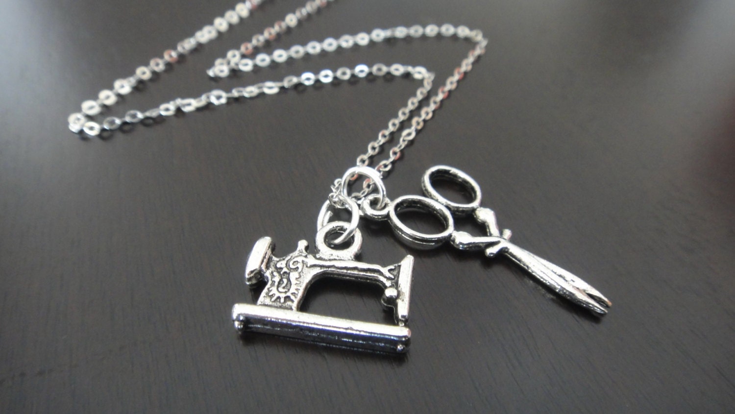 Silver Sewing Tools Necklace