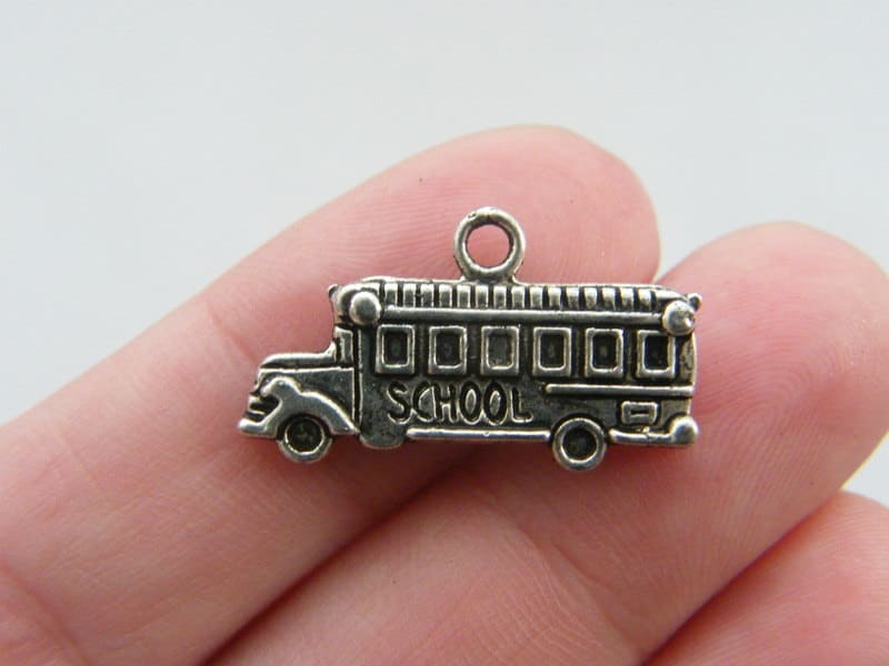 Silver-Tone School Bus Charm 