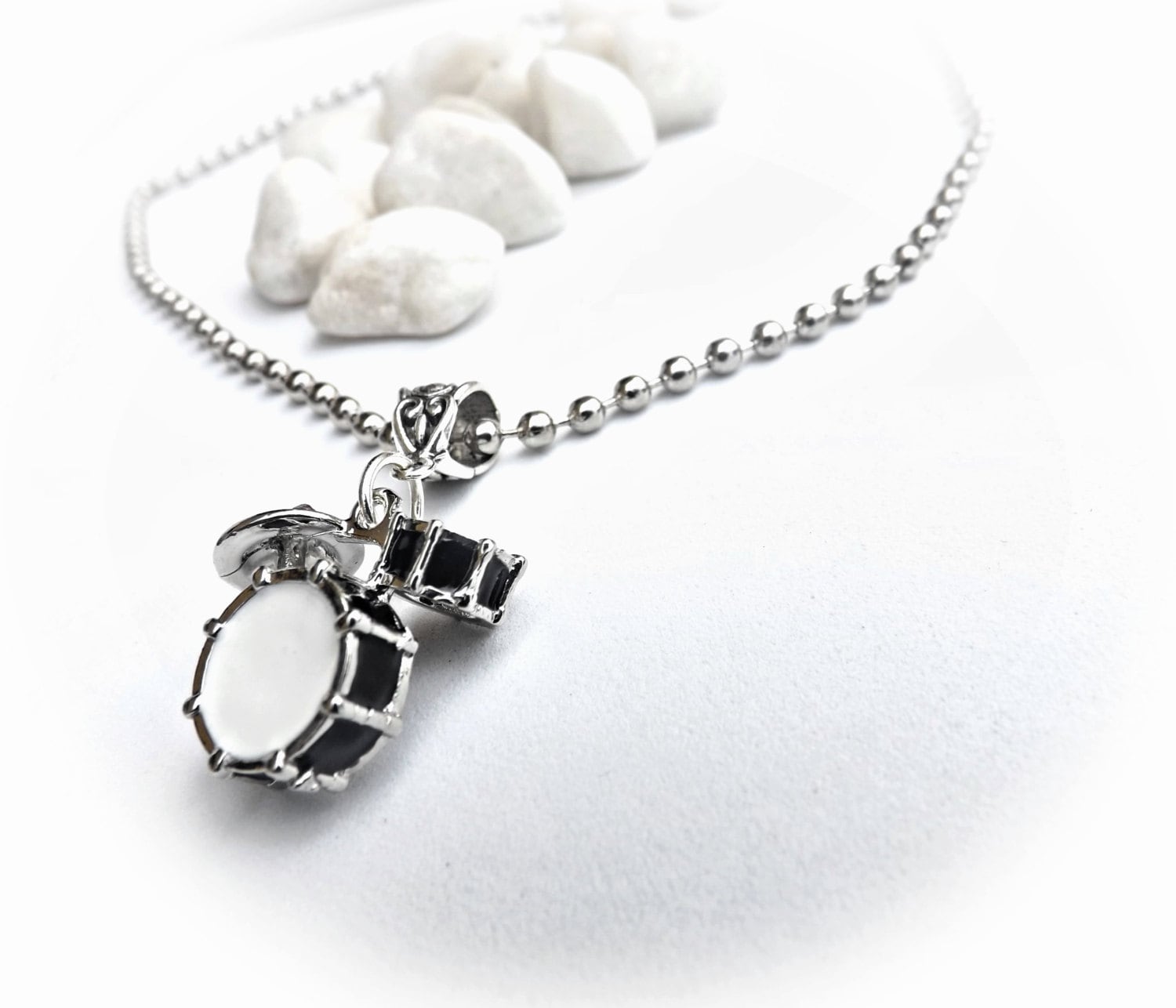 Awesome Black and White Drum Kit Necklace