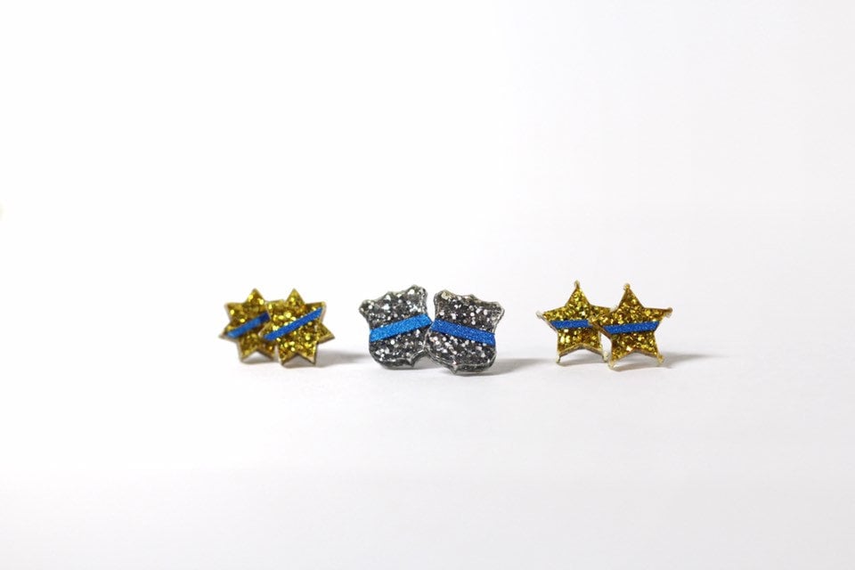 Super Sparkly Badge Style Earrings